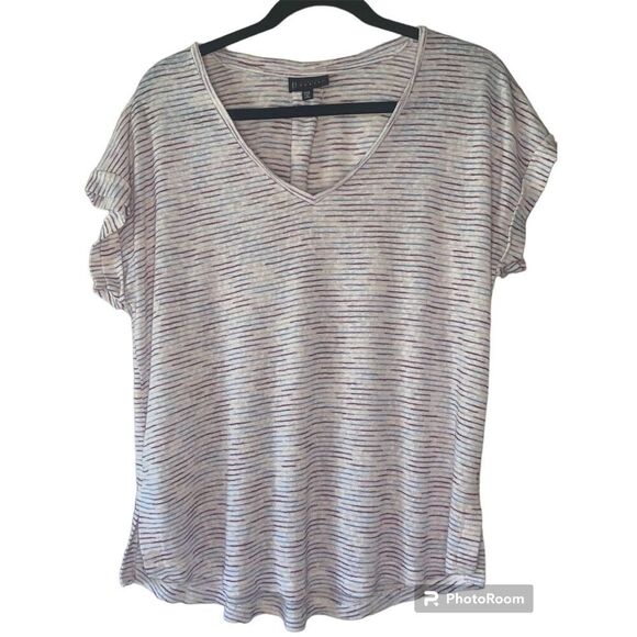 Bobeau Striped T-shirt Cuffed Sleeve XXL - Picture 3 of 6